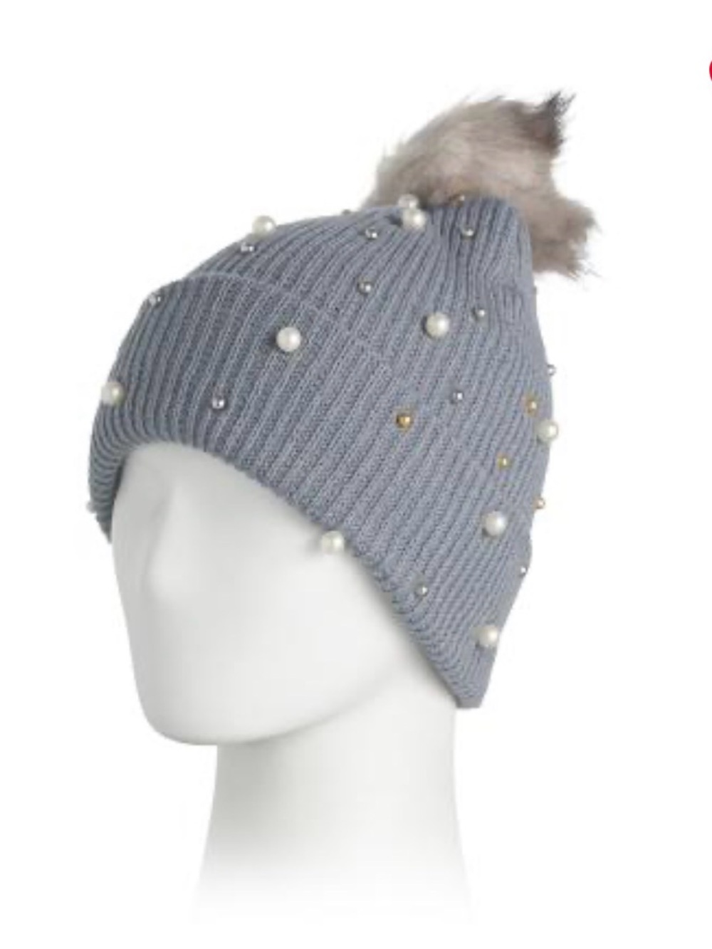 NWT Winter Hat Bling Pearls Beaded Pom Pom Bedazzled Studded Great Gift!